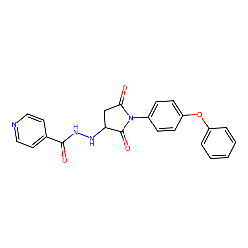N'-[2,5-dioxo-1-(4-phenoxyphenyl)pyrrolidin-3-yl]pyridine-4-carbohydrazide structure