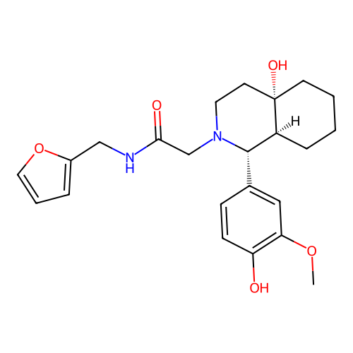 2-[(1R,4aS,8aS)-4a-hydroxy-1-(4-hydroxy-3-methoxyphenyl)-1,3,4,5,6,7,8,8a-octahydroisoquinolin-2-yl]-N-(furan-2-ylmethyl)acetamide structure