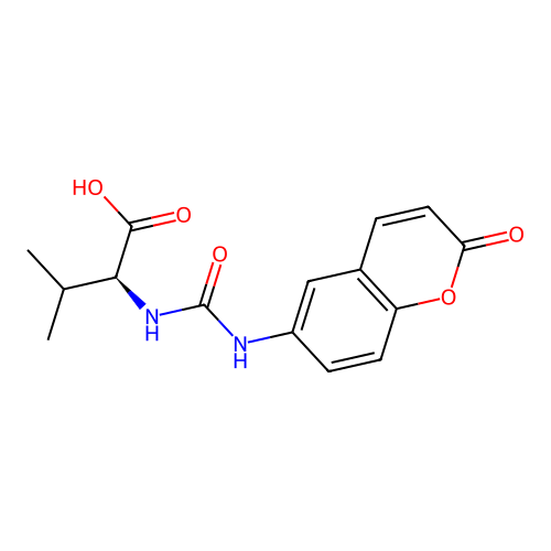 (S)-3-methyl-2-(3-(2-oxo-2H-chromen-6-yl)ureido)butanoic acid structure