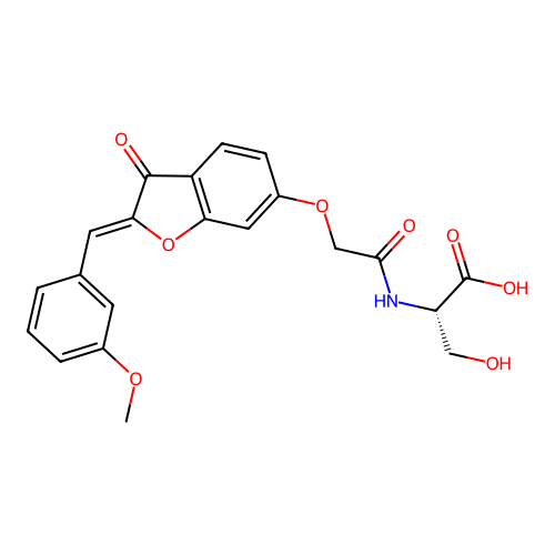 (S,Z)-3-hydroxy-2-(2-((2-(3-methoxybenzylidene)-3-oxo-2,3-dihydrobenzofuran-6-yl)oxy)acetamido)propanoic acid structure