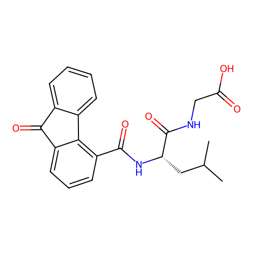 N-[(9-oxo-9H-fluoren-4-yl)carbonyl]-L-leucylglycine structure