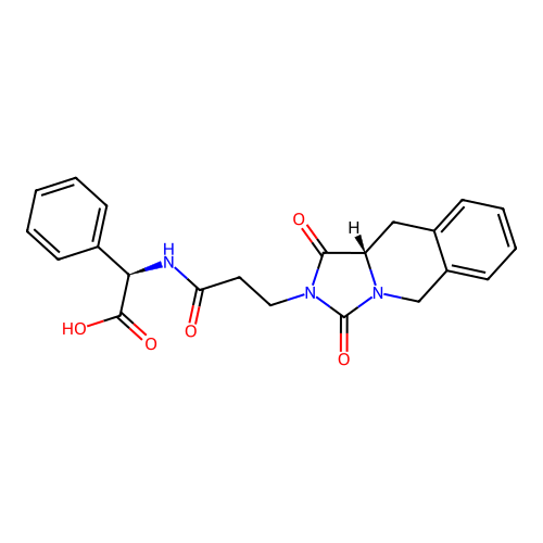 (2R)-2-[3-[(10aS)-1,3-dioxo-10,10a-dihydro-5H-imidazo[1,5-b]isoquinolin-2-yl]propanoylamino]-2-phenylacetic acid structure