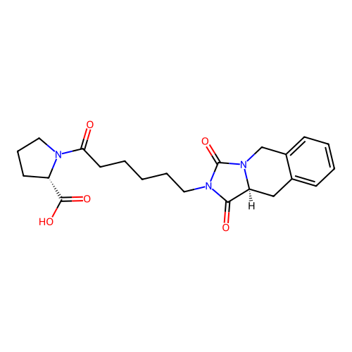 (2S)-1-[6-[(10aS)-1,3-dioxo-10,10a-dihydro-5H-imidazo[1,5-b]isoquinolin-2-yl]hexanoyl]pyrrolidine-2-carboxylic acid structure