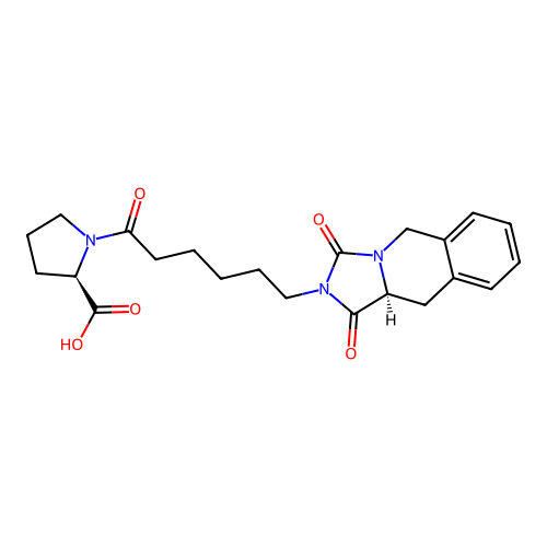 (2R)-1-[6-[(10aS)-1,3-dioxo-10,10a-dihydro-5H-imidazo[1,5-b]isoquinolin-2-yl]hexanoyl]pyrrolidine-2-carboxylic acid structure