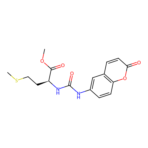 (S)-methyl 4-(methylthio)-2-(3-(2-oxo-2H-chromen-6-yl)ureido)butanoate structure