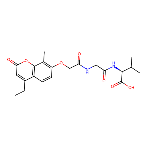 (S)-2-(2-(2-((4-ethyl-8-methyl-2-oxo-2H-chromen-7-yl)oxy)acetamido)acetamido)-3-methylbutanoic acid structure