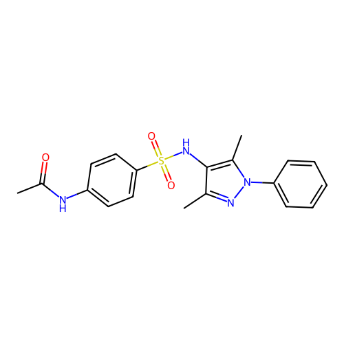 N-[4-[(3,5-dimethyl-1-phenylpyrazol-4-yl)sulfamoyl]phenyl]acetamide structure