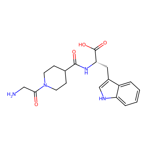 (2S)-2-[[1-(2-aminoacetyl)piperidine-4-carbonyl]amino]-3-(1H-indol-3-yl)propanoic acid structure