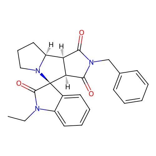 (3aR,4S,8aS,8bS)-2-benzyl-1'-ethylspiro[3a,6,7,8,8a,8b-hexahydropyrrolo[3,4-a]pyrrolizine-4,3'-indole]-1,2',3-trione structure