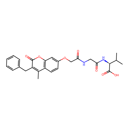 (S)-2-(2-(2-((3-benzyl-4-methyl-2-oxo-2H-chromen-7-yl)oxy)acetamido)acetamido)-3-methylbutanoic acid structure