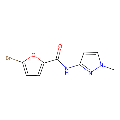 5-bromo-N-(1-methyl-1H-pyrazol-3-yl)furan-2-carboxamide structure