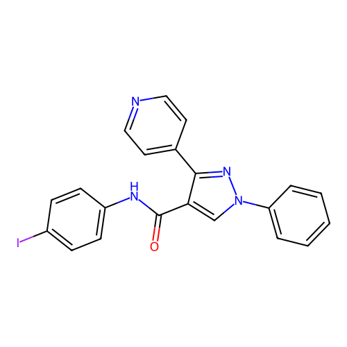 N-(4-iodophenyl)-1-phenyl-3-(pyridin-4-yl)-1H-pyrazole-4-carboxamide structure