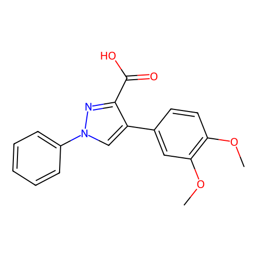 4-(3,4-dimethoxyphenyl)-1-phenyl-1H-pyrazole-3-carboxylic acid structure
