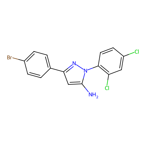 3-(4-bromophenyl)-1-(2,4-dichlorophenyl)-1H-pyrazol-5-amine structure