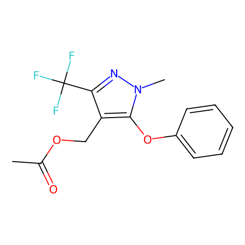 [1-methyl-5-phenoxy-3-(trifluoromethyl)-1H-pyrazol-4-yl]methyl acetate structure