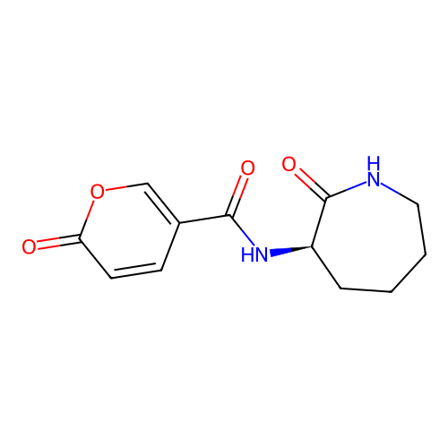 (R)-2-oxo-N-(2-oxoazepan-3-yl)-2H-pyran-5-carboxamide structure