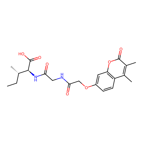 (2S,3S)-2-(2-(2-((3,4-dimethyl-2-oxo-2H-chromen-7-yl)oxy)acetamido)acetamido)-3-methylpentanoic acid structure
