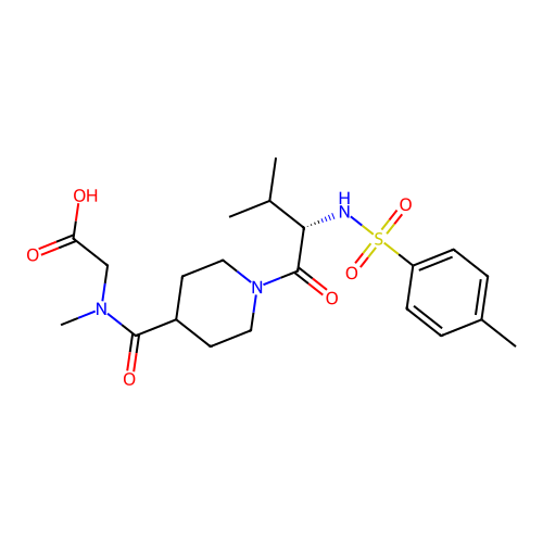 N-methyl-N-[(1-{N-[(4-methylphenyl)sulfonyl]-L-valyl}piperidin-4-yl)carbonyl]glycine structure