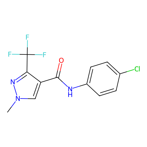 N-(4-chlorophenyl)-1-methyl-3-(trifluoromethyl)-1H-pyrazole-4-carboxamide structure