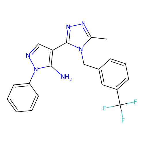 4-{5-methyl-4-[3-(trifluoromethyl)benzyl]-4H-1,2,4-triazol-3-yl}-1-phenyl-1H-pyrazol-5-amine structure