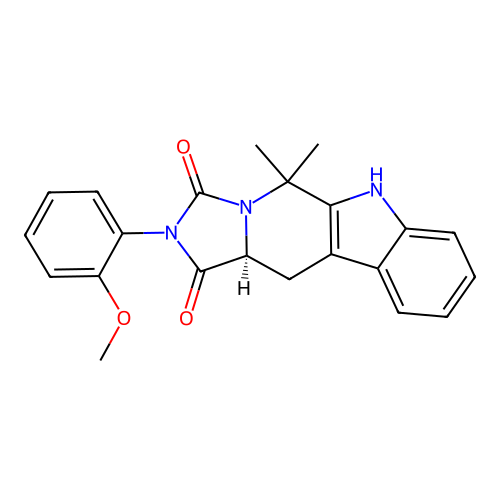 (11aS)-2-(2-methoxyphenyl)-5,5-dimethyl-5,6,11,11a-tetrahydro-1H-imidazo[1',5':1,6]pyrido[3,4-b]indole-1,3(2H)-dione structure