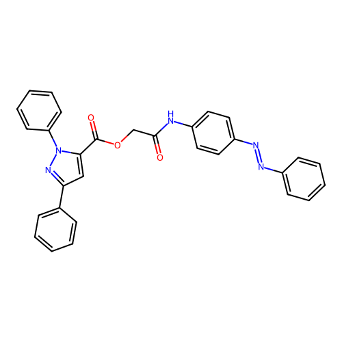 (4-phenyldiazenylphenyl)carbamoylmethyl 2,5-diphenylpyrazole-3-carboxylate structure