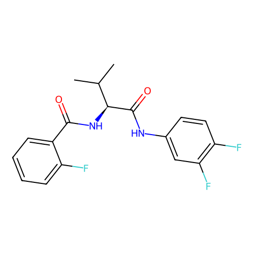 N-[(2S)-1-(3,4-difluoroanilino)-3-methyl-1-oxobutan-2-yl]-2-fluorobenzamide structure