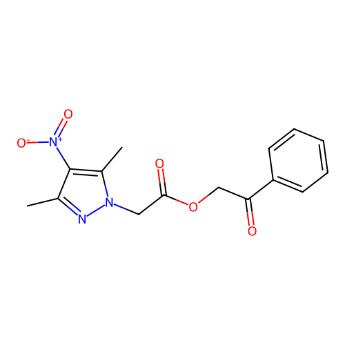 Phenacyl 2-(3,5-dimethyl-4-nitropyrazol-1-yl)acetate structure