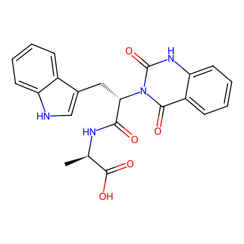 (R)-2-((S)-2-(2,4-dioxo-1,2-dihydroquinazolin-3(4H)-yl)-3-(1H-indol-3-yl)propanamido)propanoic acid structure