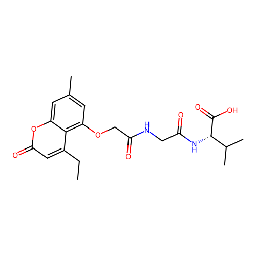 (S)-2-(2-(2-((4-ethyl-7-methyl-2-oxo-2H-chromen-5-yl)oxy)acetamido)acetamido)-3-methylbutanoic acid structure