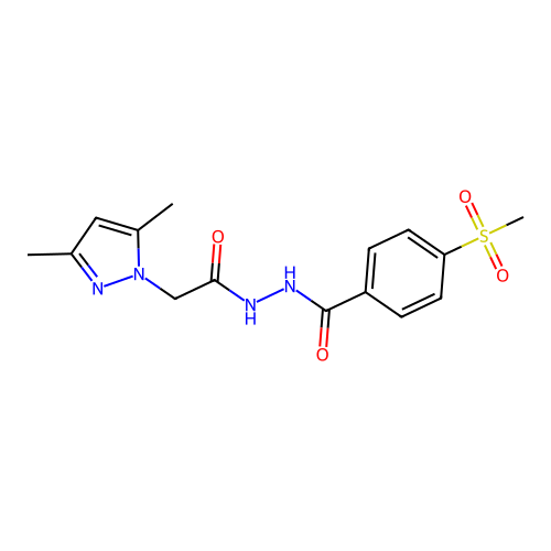 N'-[2-(3,5-dimethylpyrazol-1-yl)acetyl]-4-methylsulfonylbenzohydrazide structure
