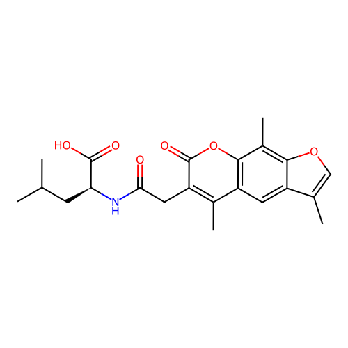 (S)-4-methyl-2-(2-(3,5,9-trimethyl-7-oxo-7H-furo[3,2-g]chromen-6-yl)acetamido)pentanoic acid structure