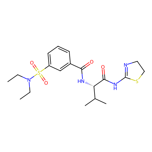3-(diethylsulfamoyl)-N-[(2S)-1-(4,5-dihydro-1,3-thiazol-2-ylamino)-3-methyl-1-oxobutan-2-yl]benzamide structure