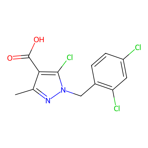 5-chloro-1-[(2,4-dichlorophenyl)methyl]-3-methyl-1H-pyrazole-4-carboxylic acid structure
