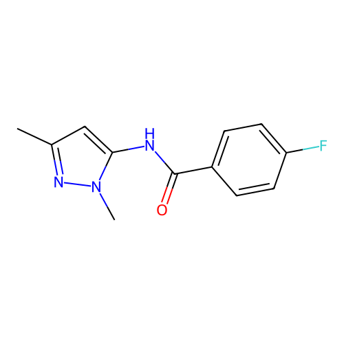 N-(1,3-dimethyl-1H-pyrazol-5-yl)-4-fluorobenzenecarboxamide structure