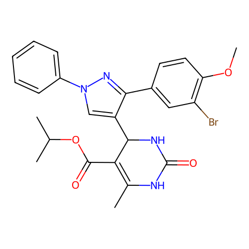 propan-2-yl 4-[3-(3-bromo-4-methoxyphenyl)-1-phenyl-1H-pyrazol-4-yl]-6-methyl-2-oxo-1,2,3,4-tetrahydropyrimidine-5-carboxylate structure