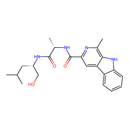 N-((S)-1-(((S)-1-hydroxy-4-methylpentan-2-yl)amino)-1-oxopropan-2-yl)-1-methyl-9H-pyrido[3,4-b]indole-3-carboxamide structure