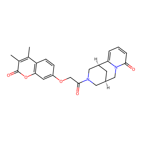 (1R,5S)-3-(2-((3,4-dimethyl-2-oxo-2H-chromen-7-yl)oxy)acetyl)-3,4,5,6-tetrahydro-1H-1,5-methanopyrido[1,2-a][1,5]diazocin-8(2H)-one structure