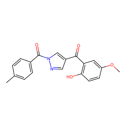 [4-(2-Hydroxy-5-methoxybenzoyl)pyrazol-1-yl]-(4-methylphenyl)methanone structure