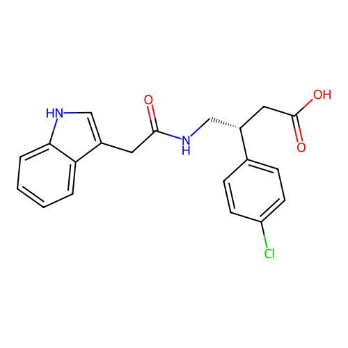 (R)-4-(2-(1H-indol-3-yl)acetamido)-3-(4-chlorophenyl)butanoic acid structure