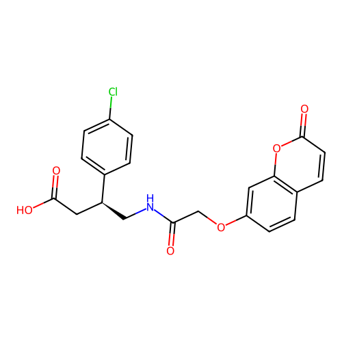 (3R)-3-(4-chlorophenyl)-4-[[2-(2-oxochromen-7-yl)oxyacetyl]amino]butanoic Acid structure