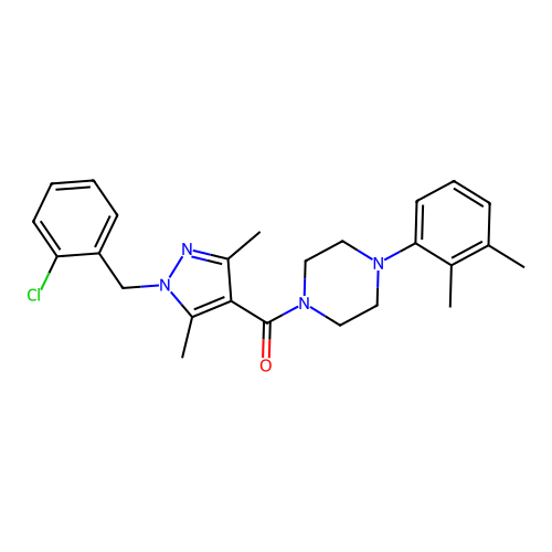 [1-[(2-chlorophenyl)methyl]-3,5-dimethylpyrazol-4-yl]-[4-(2,3-dimethylphenyl)piperazin-1-yl]methanone structure
