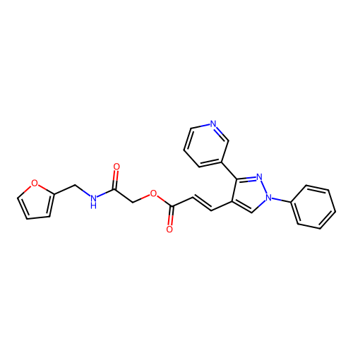 {[(furan-2-yl)methyl]carbamoyl}methyl (2E)-3-[1-phenyl-3-(pyridin-3-yl)-1H-pyrazol-4-yl]prop-2-enoate structure