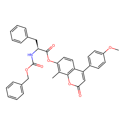 (S)-4-(4-methoxyphenyl)-8-methyl-2-oxo-2H-chromen-7-yl 2-(((benzyloxy)carbonyl)amino)-3-phenylpropanoate structure