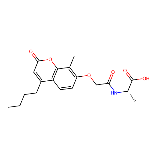 N-{[(4-butyl-8-methyl-2-oxo-2H-chromen-7-yl)oxy]acetyl}-L-alanine structure