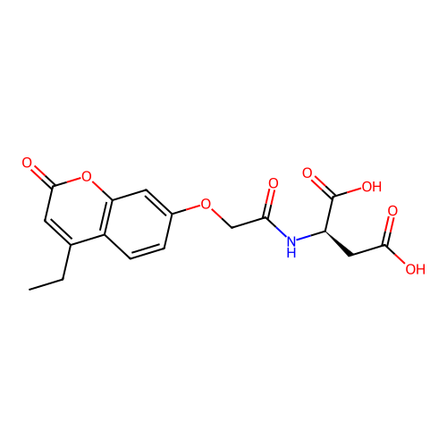 (R)-2-(2-((4-ethyl-2-oxo-2H-chromen-7-yl)oxy)acetamido)succinic acid structure