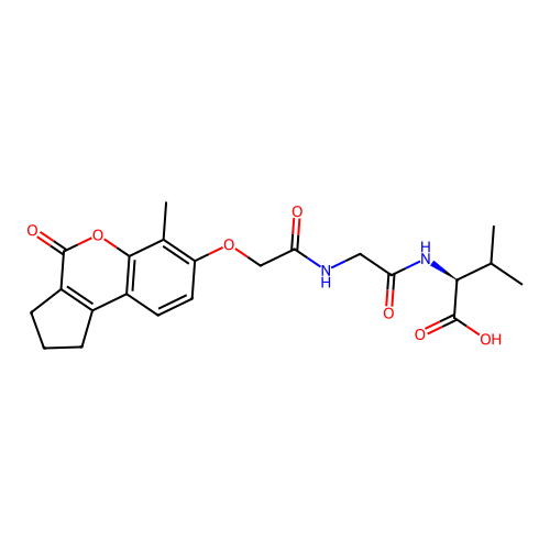(S)-3-methyl-2-(2-(2-((6-methyl-4-oxo-1,2,3,4-tetrahydrocyclopenta[c]chromen-7-yl)oxy)acetamido)acetamido)butanoic acid structure