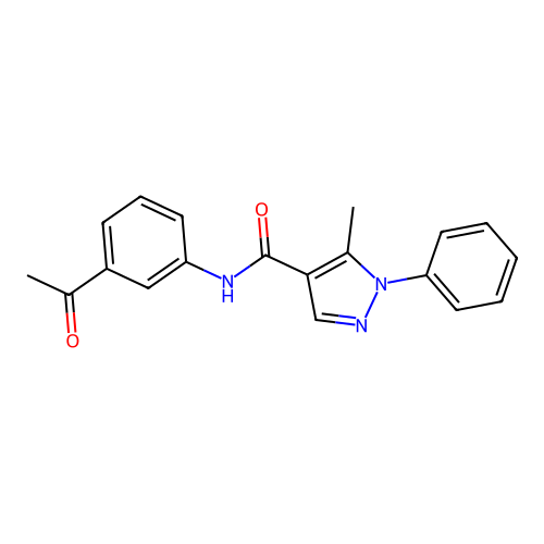 N-(3-acetylphenyl)-5-methyl-1-phenylpyrazole-4-carboxamide structure