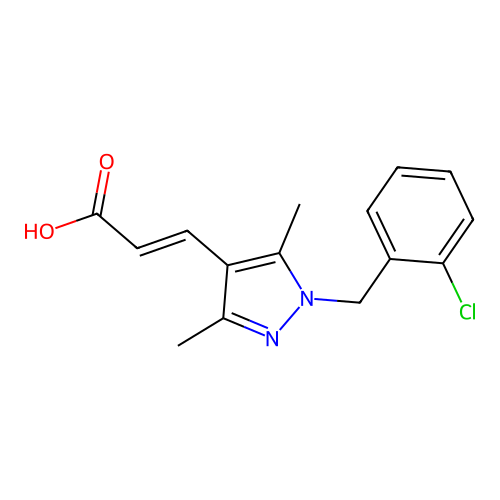 3-[1-[(2-Chlorophenyl)methyl]-3,5-dimethylpyrazol-4-yl]prop-2-enoic acid structure