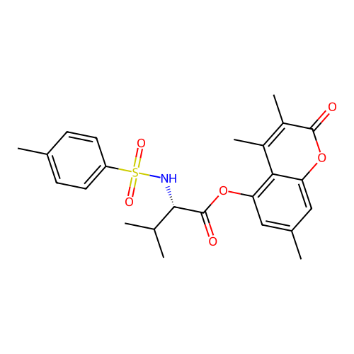 (S)-3,4,7-trimethyl-2-oxo-2H-chromen-5-yl 3-methyl-2-(4-methylphenylsulfonamido)butanoate structure